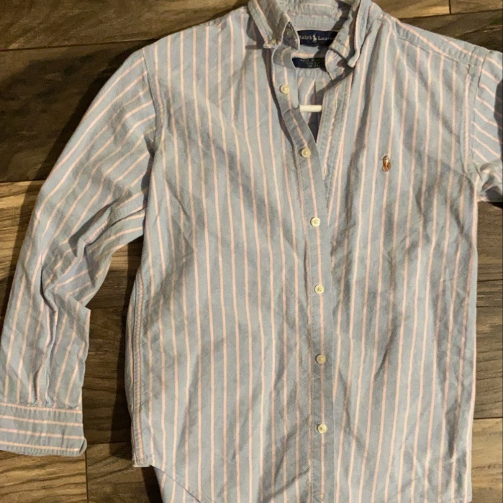 pink and blue kids dress shirt